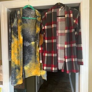 SOLD- Set of 2 Blumin and Pink Blush lounge wear duster cardigan jackets size L